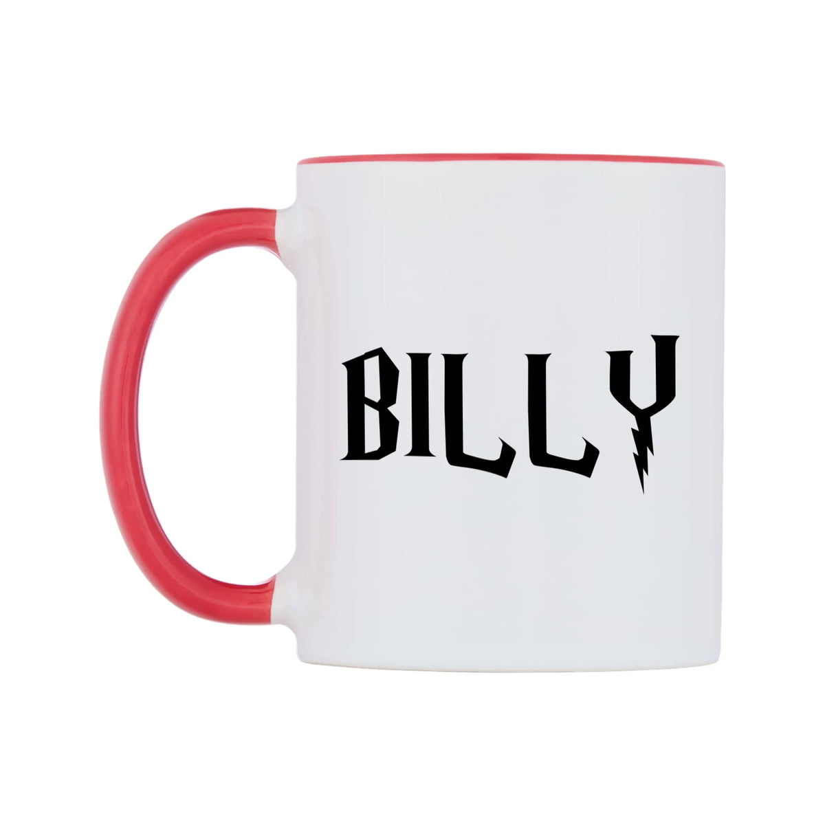 Billy - Wizard Themed Mug — white 11oz gloss mug with a red inside and handle, right side, on a white background