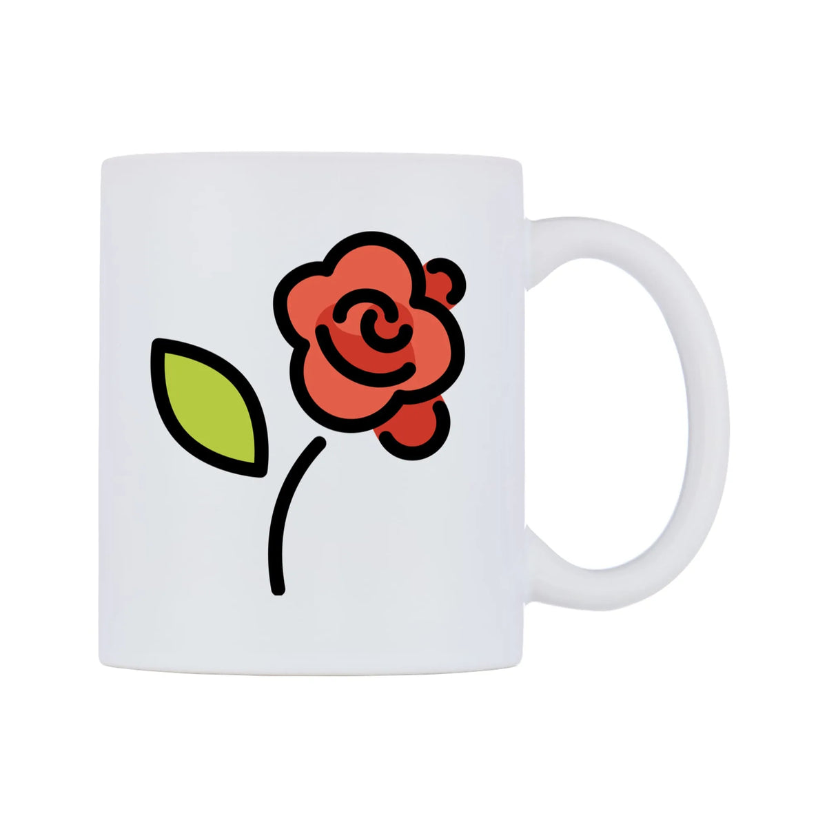 Rose Emoji Mug — mug, left side, on a white background
