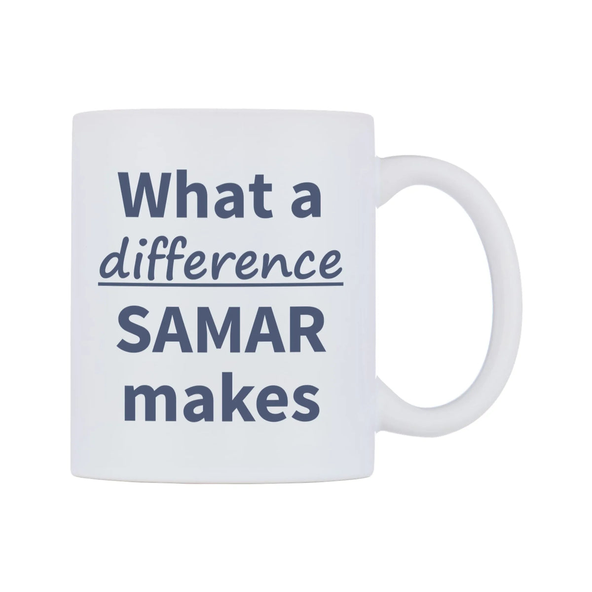 What a difference SAMAR makes Mug — mug, left side, on a white background