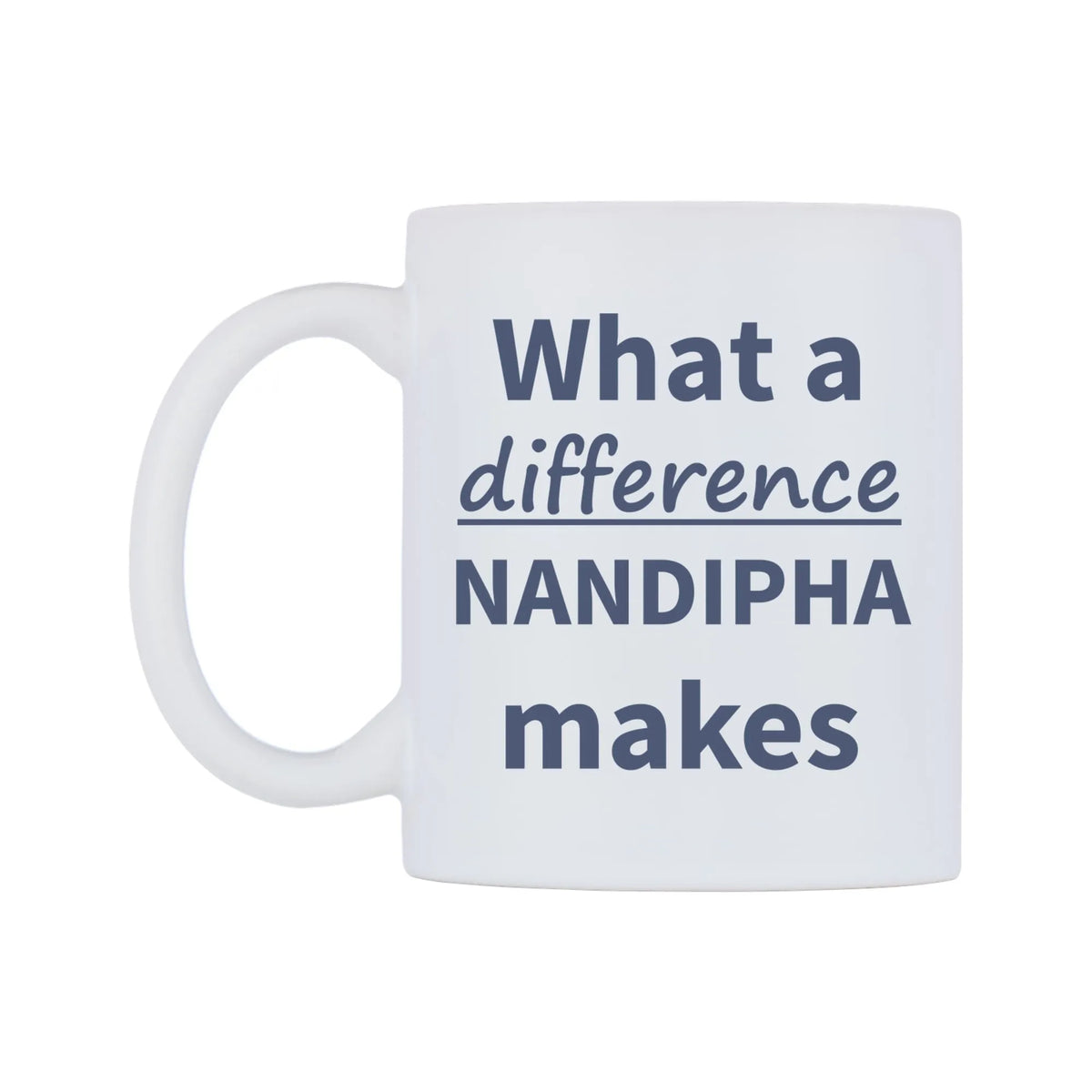 What a difference NANDIPHA makes Mug — mug, right side, on a white background
