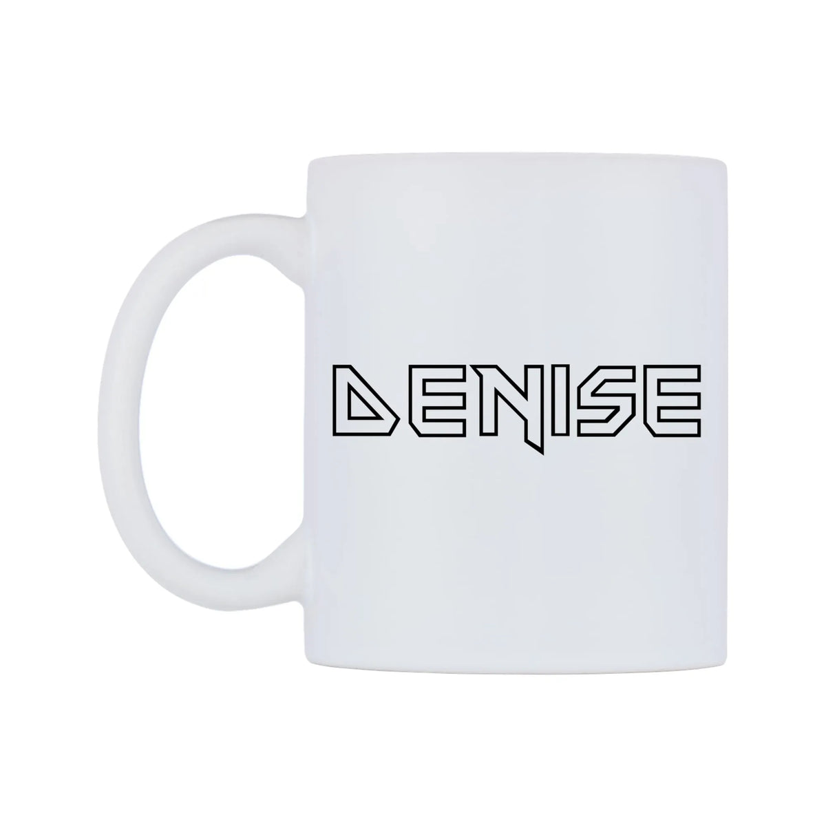 Denise - Iron Maiden Themed Mug — white 11oz gloss mug, right side, on a white background