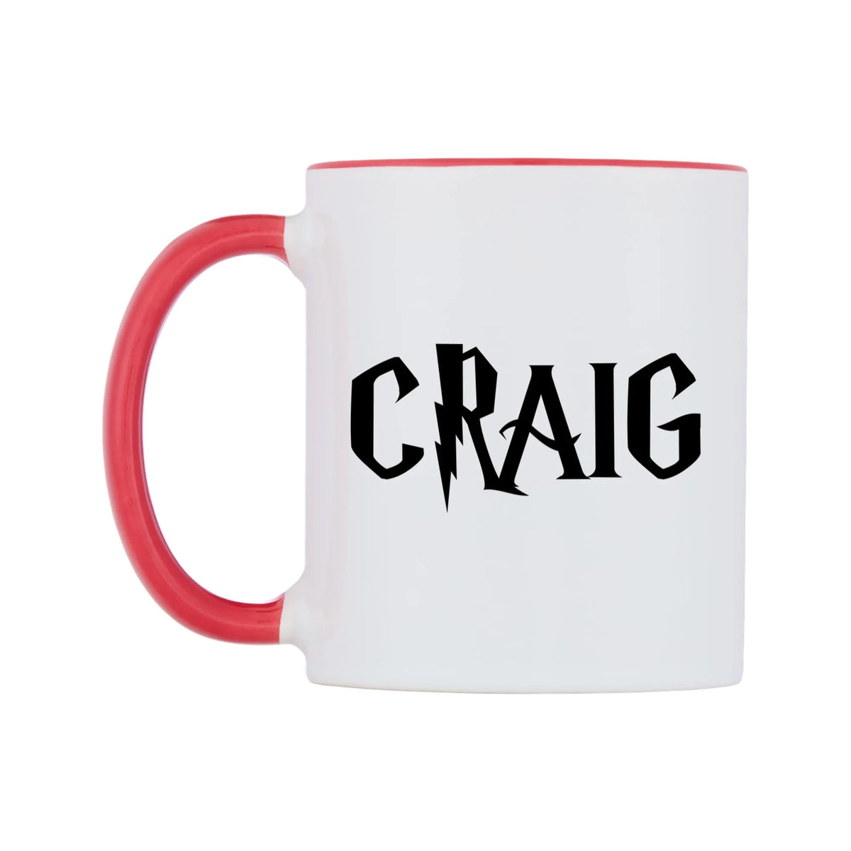 Craig - Wizard Themed Mug — white 11oz gloss mug with a red inside and handle, right side, on a white background