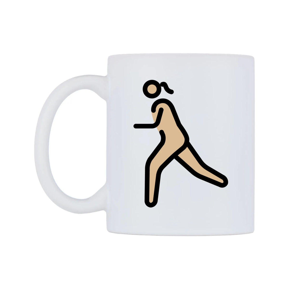 Female Running: Medium-Light Skin Tone Emoji Mug — mug, right side, on a white background