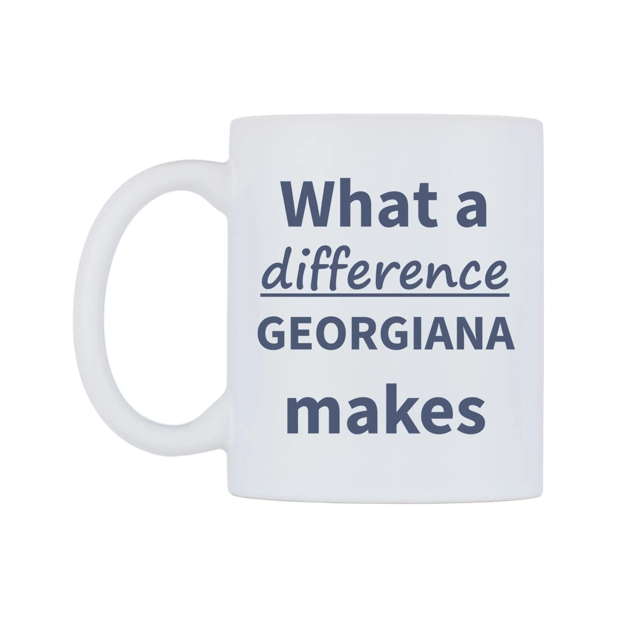 What a difference GEORGIANA makes Mug — mug, right side, on a white background