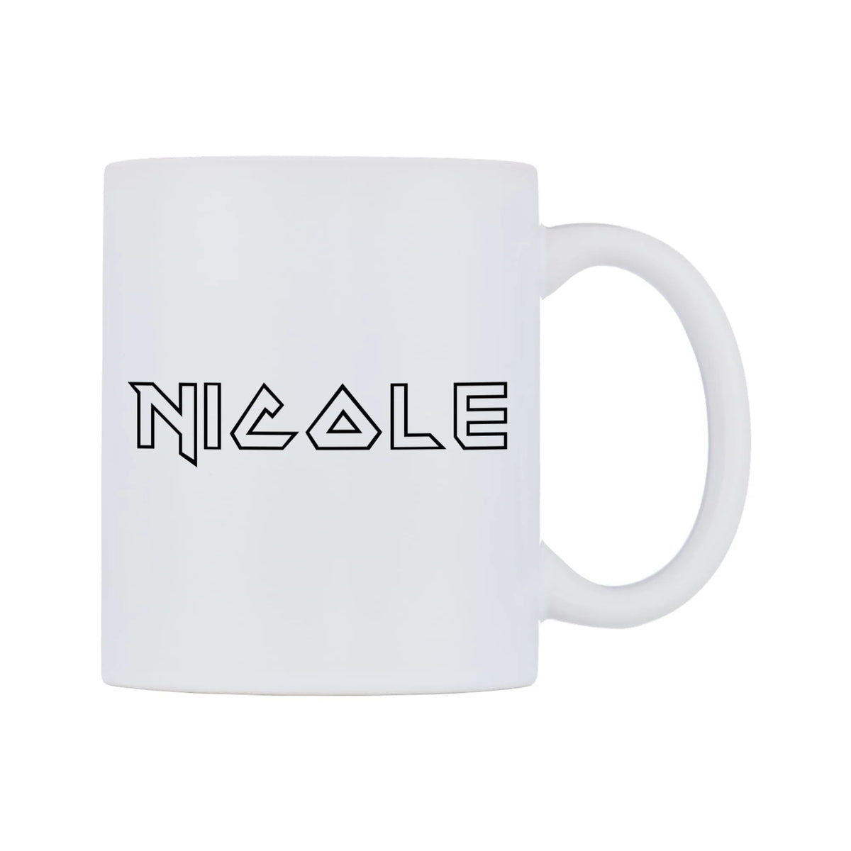 Nicole - Iron Maiden Themed Mug — white 11oz gloss mug, left side, on a white background