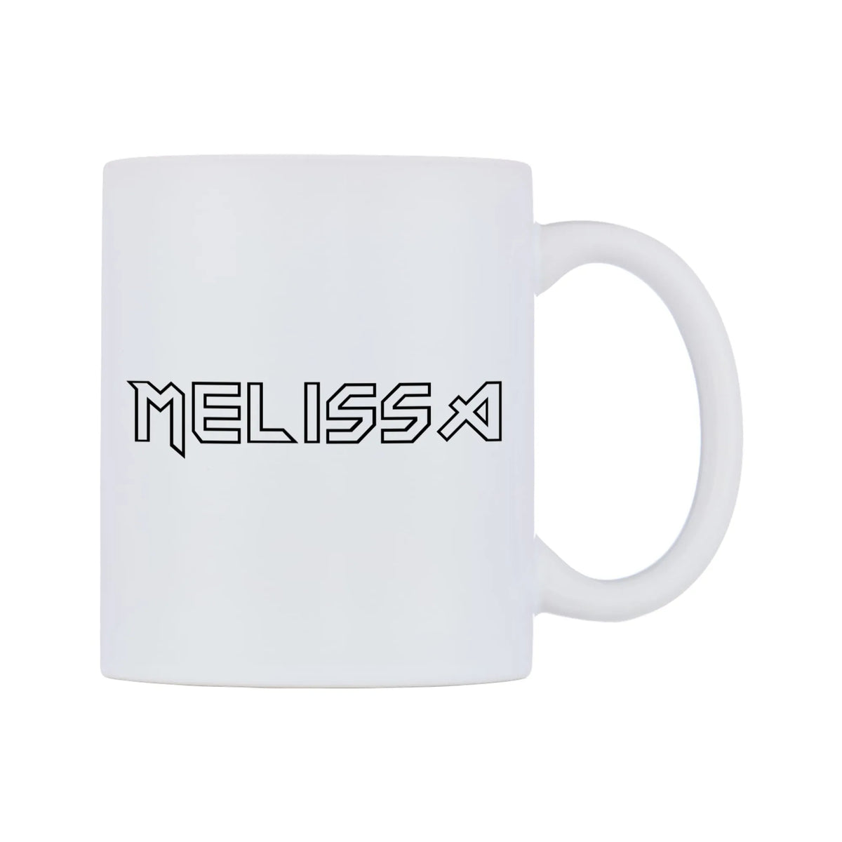 Melissa - Iron Maiden Themed Mug — white 11oz gloss mug, left side, on a white background