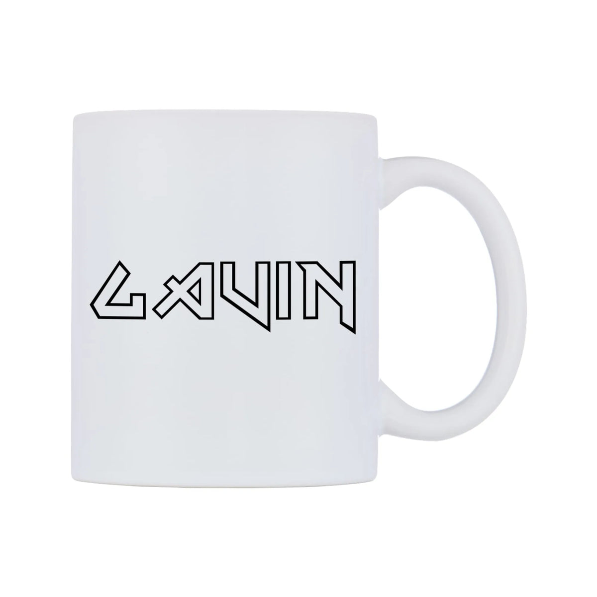 Gavin - Iron Maiden Themed Mug — white 11oz gloss mug, left side, on a white background