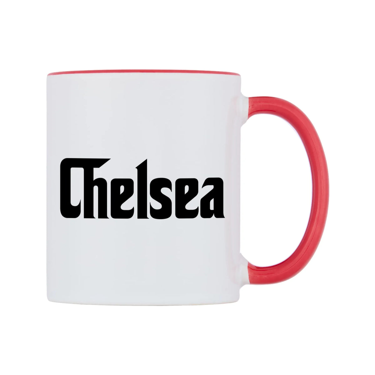 Chelsea - Godfather Themed Mug — white 11oz gloss mug with a red inside and handle, left side, on a white background