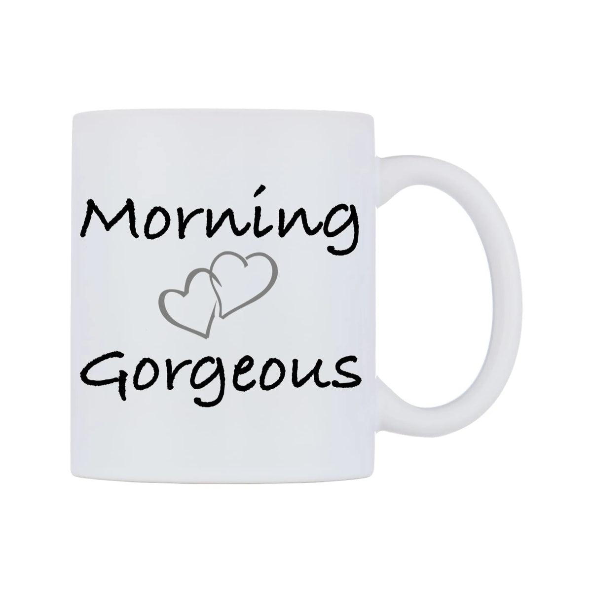 Morning Gorgeous Mug — white 11oz gloss mug, left side, on a white background