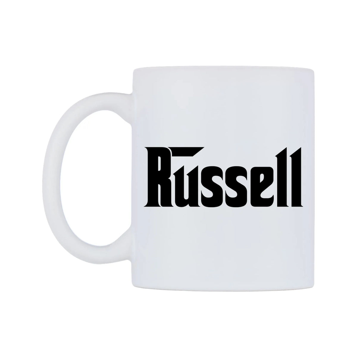 Russell - Godfather Themed Mug — white 11oz gloss mug, right side, on a white background