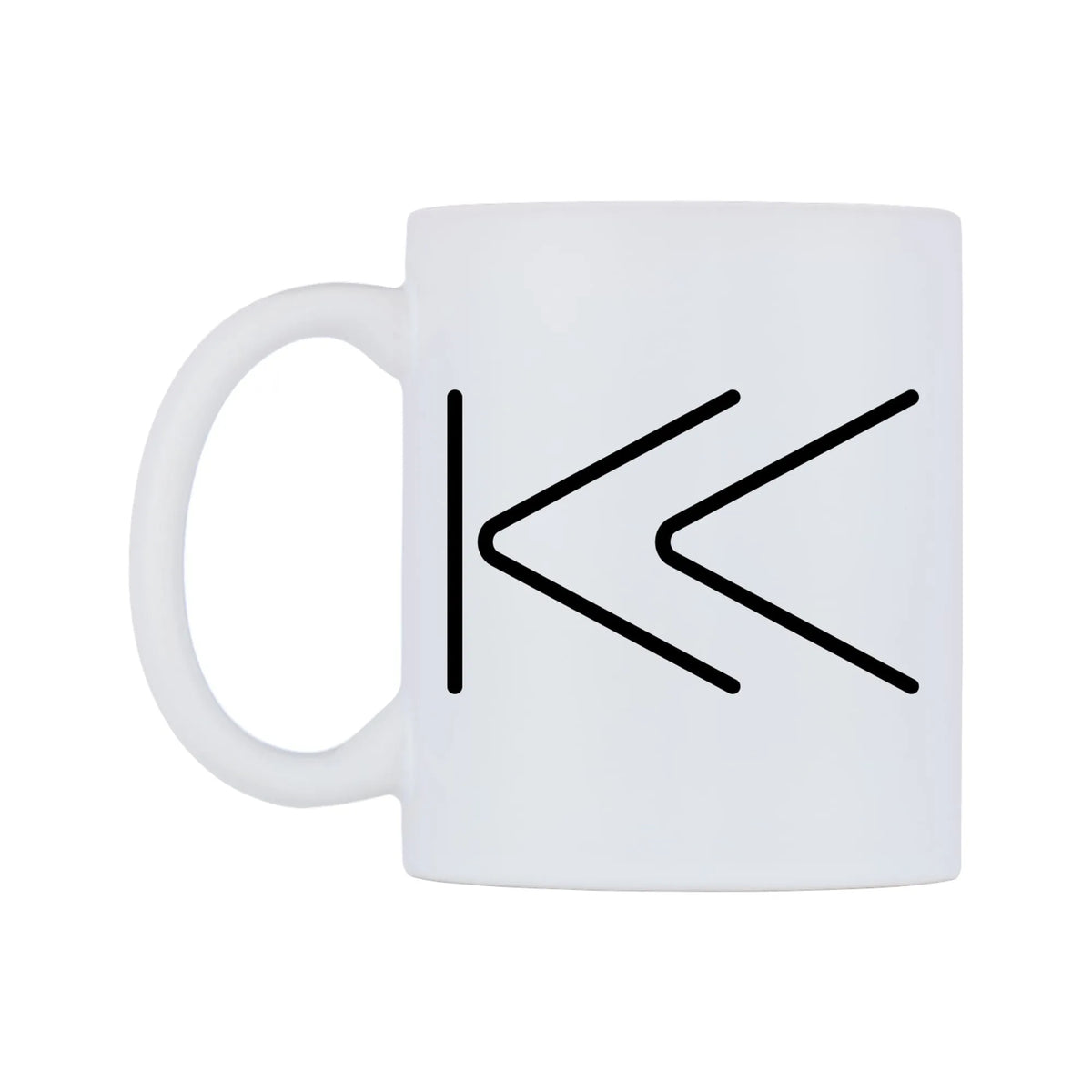 Last Track Button Emoji Mug — mug, right side, on a white background