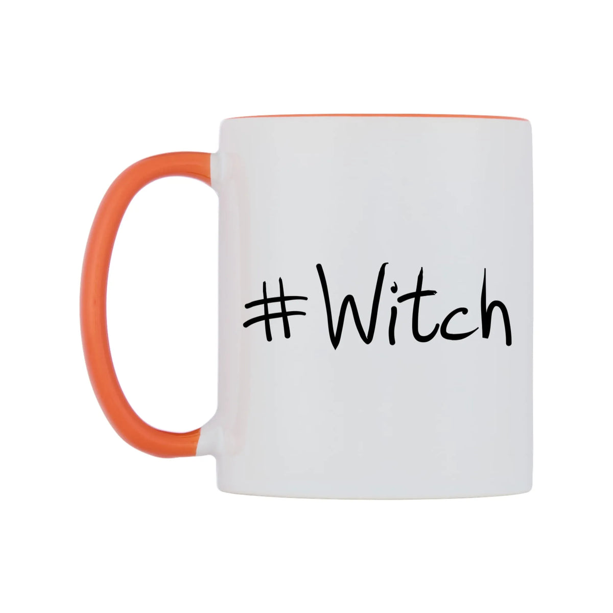 Witch Mug — white 11oz gloss mug with a orange inside and handle, right side, on a white background