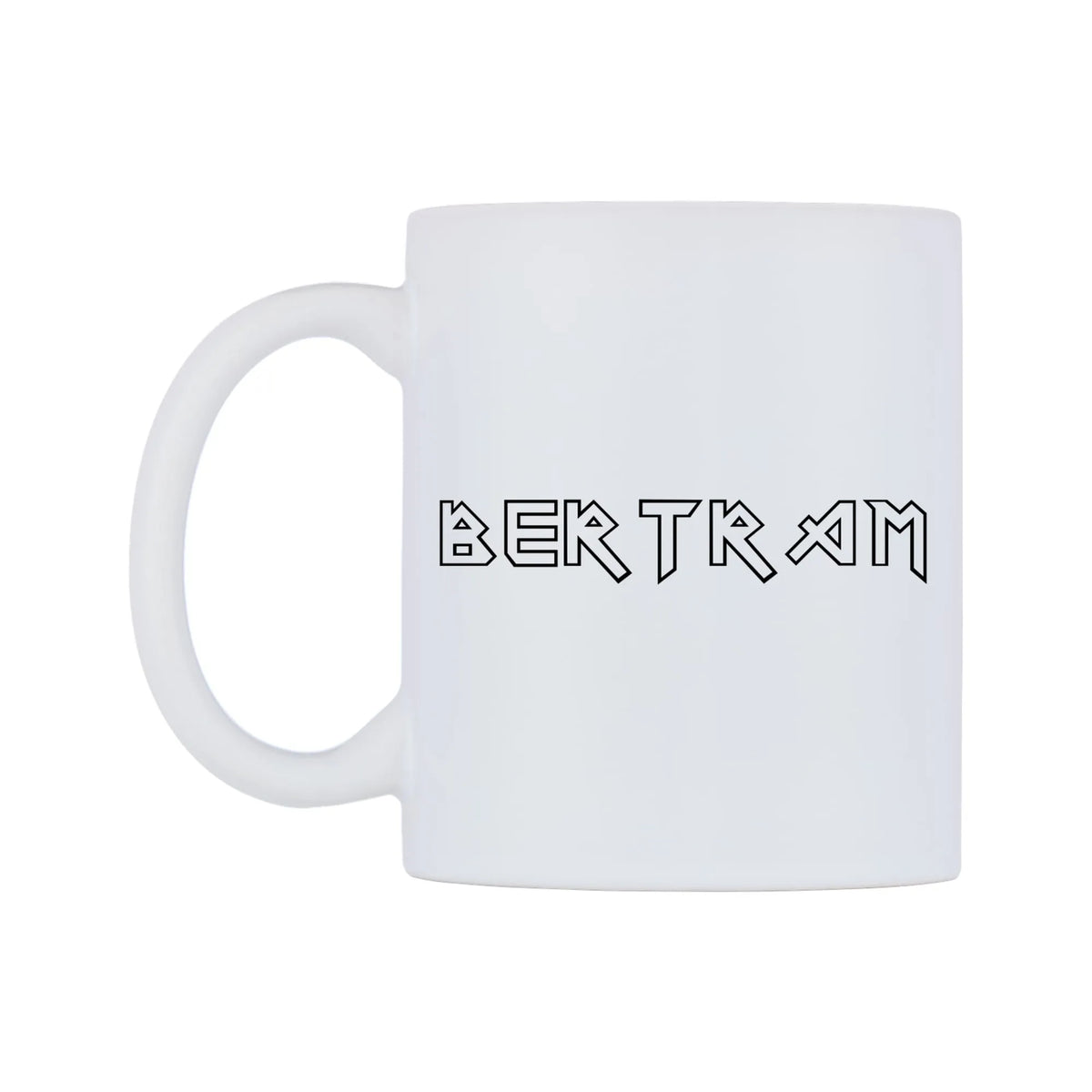 Bertram - Iron Maiden Themed Mug — white 11oz gloss mug, right side, on a white background