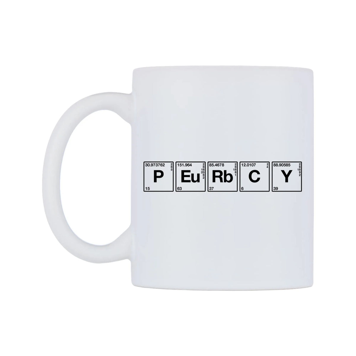 Percy - Chemistry Themed Mug — mug, right side, on a white background