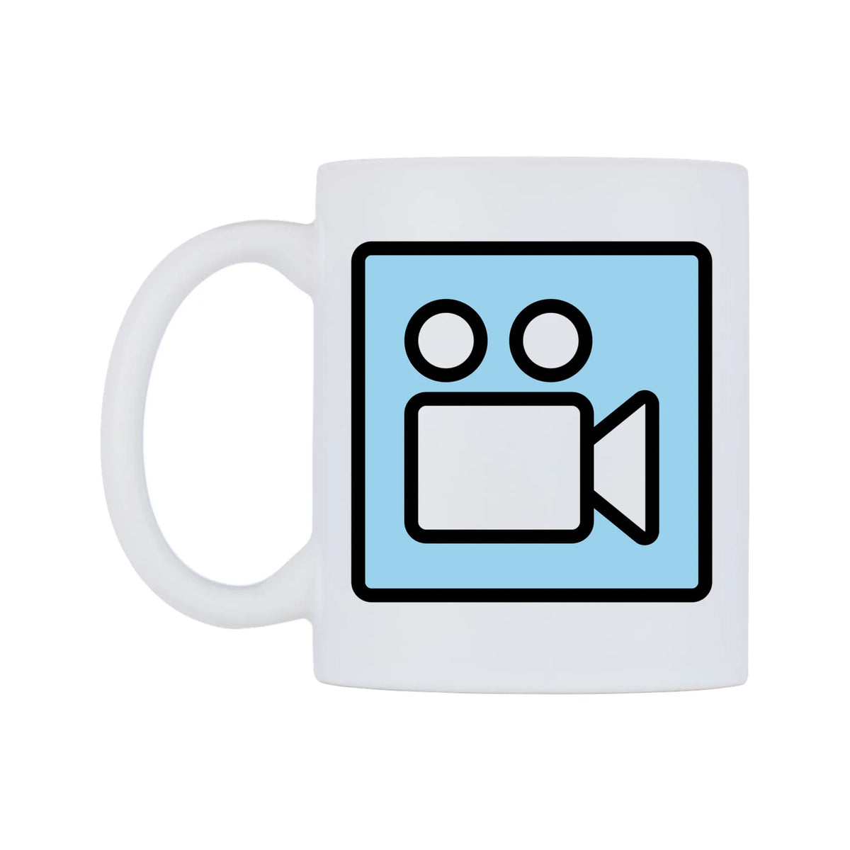Cinema Emoji Mug — mug, right side, on a white background