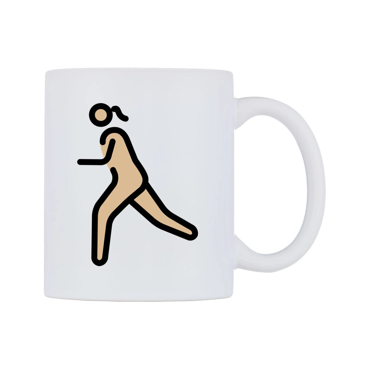Female Running: Medium-Light Skin Tone Emoji Mug — mug, left side, on a white background