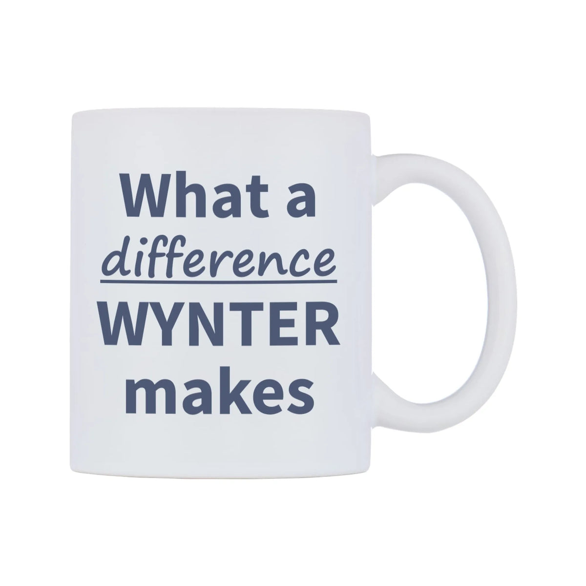What a difference WYNTER makes Mug — mug, left side, on a white background