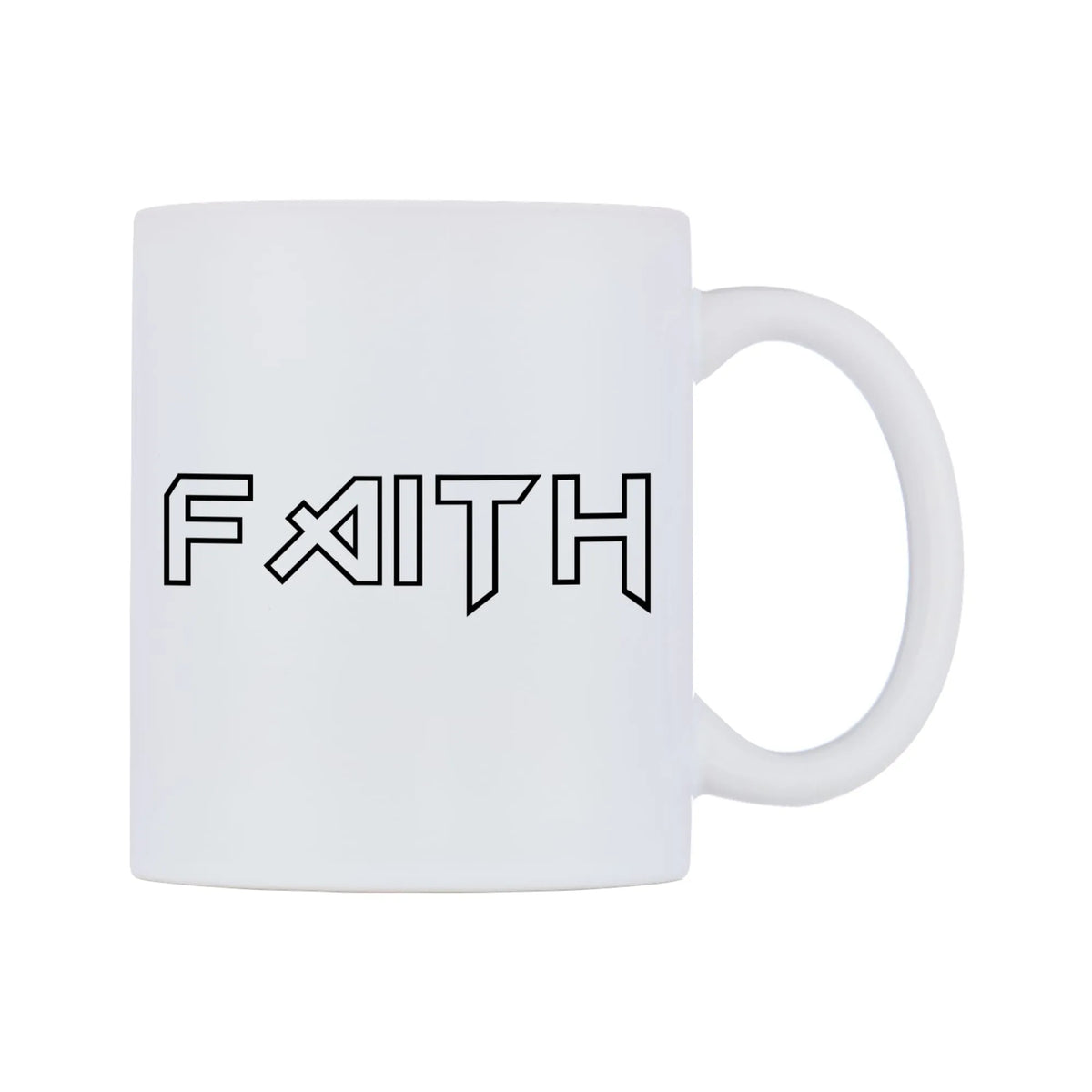 Faith - Iron Maiden Themed Mug — white 11oz gloss mug, left side, on a white background