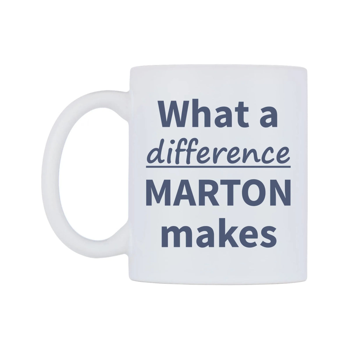 What a difference MARTON makes Mug — mug, right side, on a white background