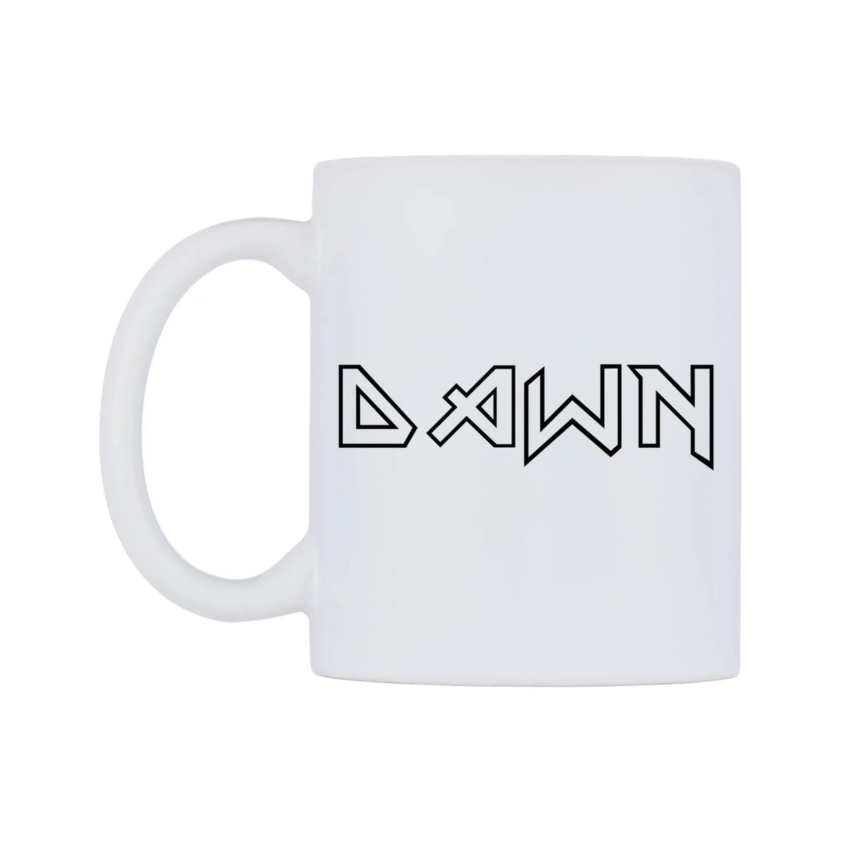Dawn - Iron Maiden Themed Mug — white 11oz gloss mug, right side, on a white background