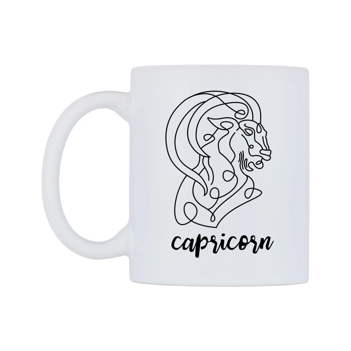 Zodiac Sign Capricorn Mug — white 11oz gloss mug, right side, on a white background