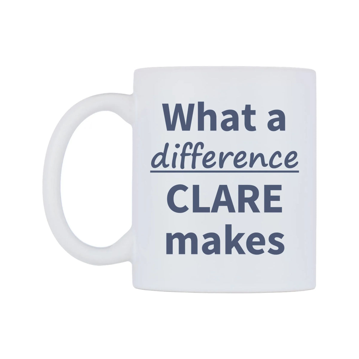 What a difference CLARE makes Mug — mug, right side, on a white background