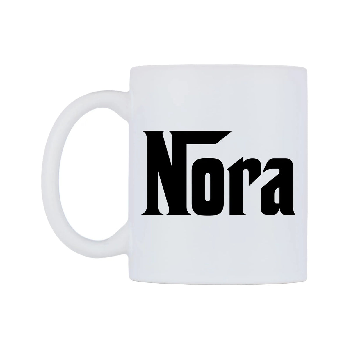 Nora - Godfather Themed Mug — white 11oz gloss mug, right side, on a white background