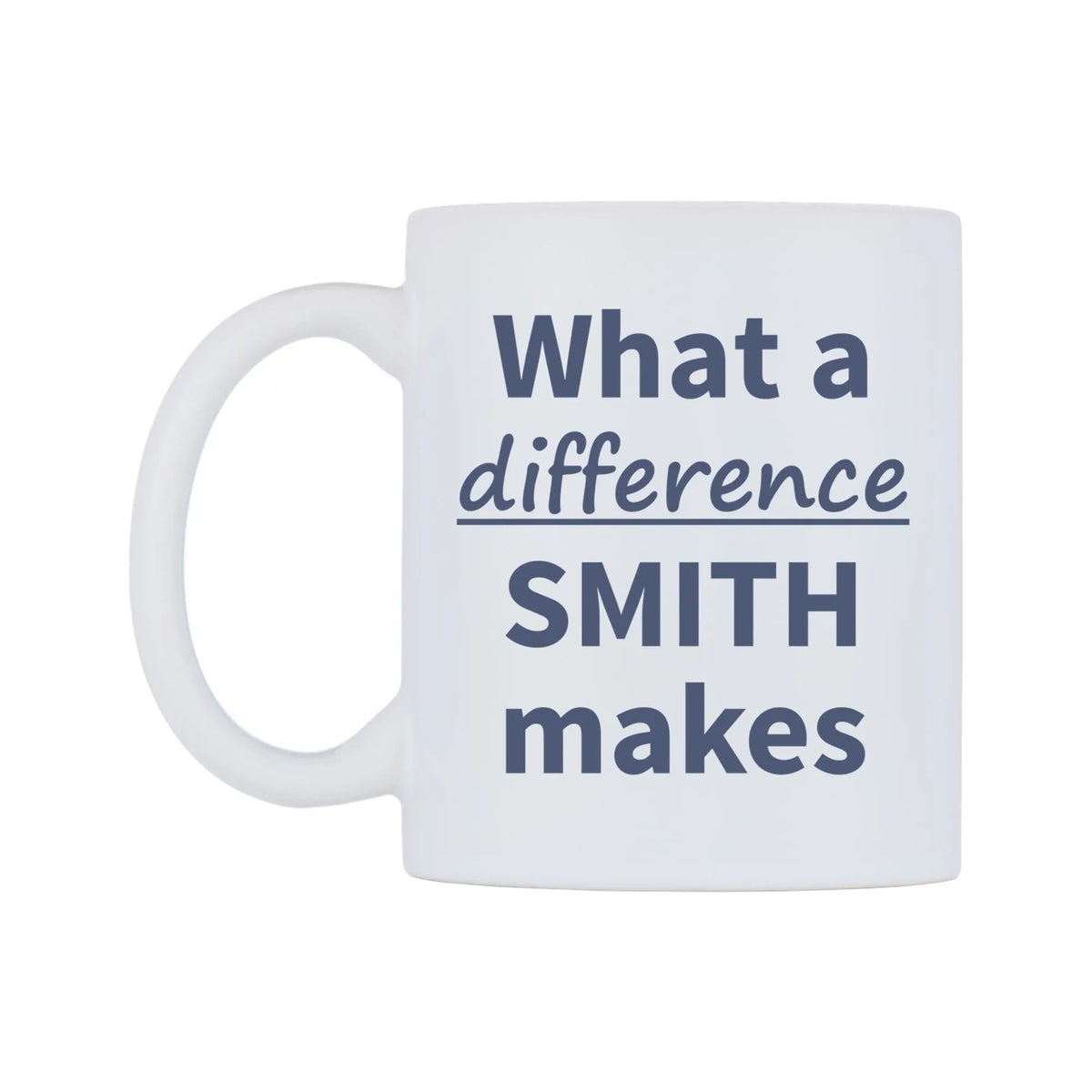What a difference SMITH makes Mug — mug, right side, on a white background