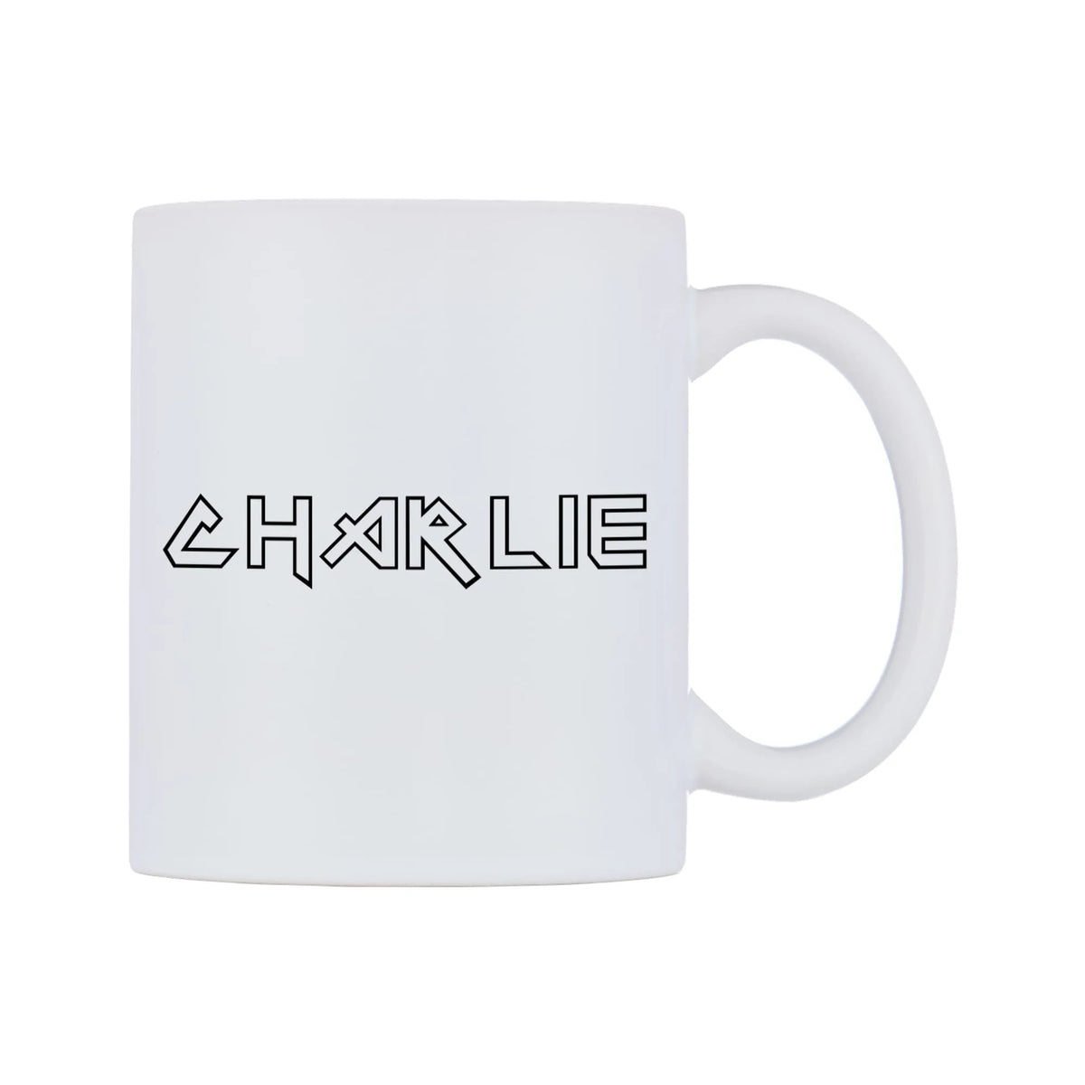 Charlie - Iron Maiden Themed Mug — white 11oz gloss mug, left side, on a white background