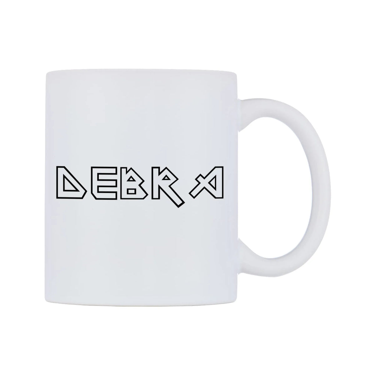 Debra - Iron Maiden Themed Mug — white 11oz gloss mug, left side, on a white background