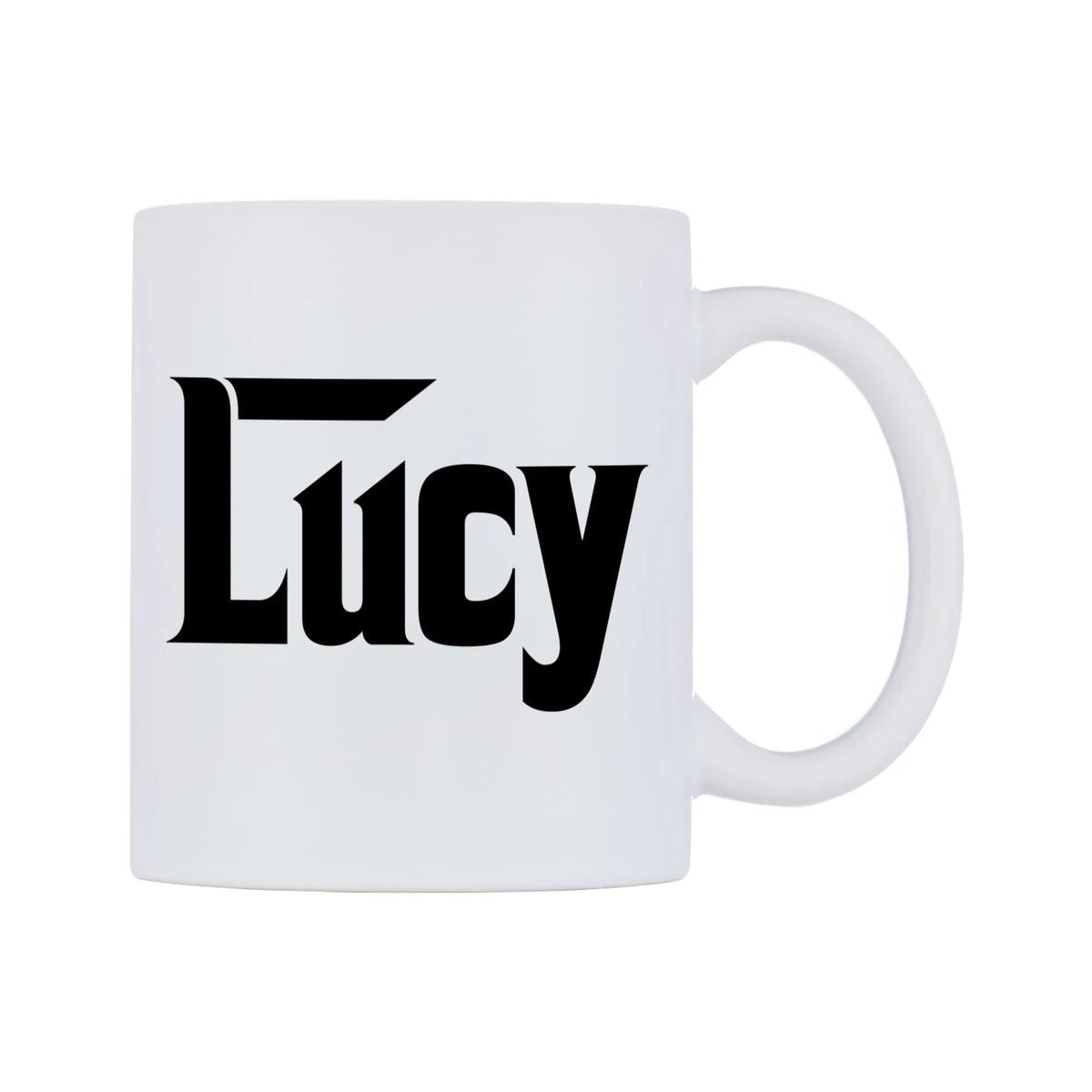 Lucy - Godfather Themed Mug — white 11oz gloss mug, left side, on a white background