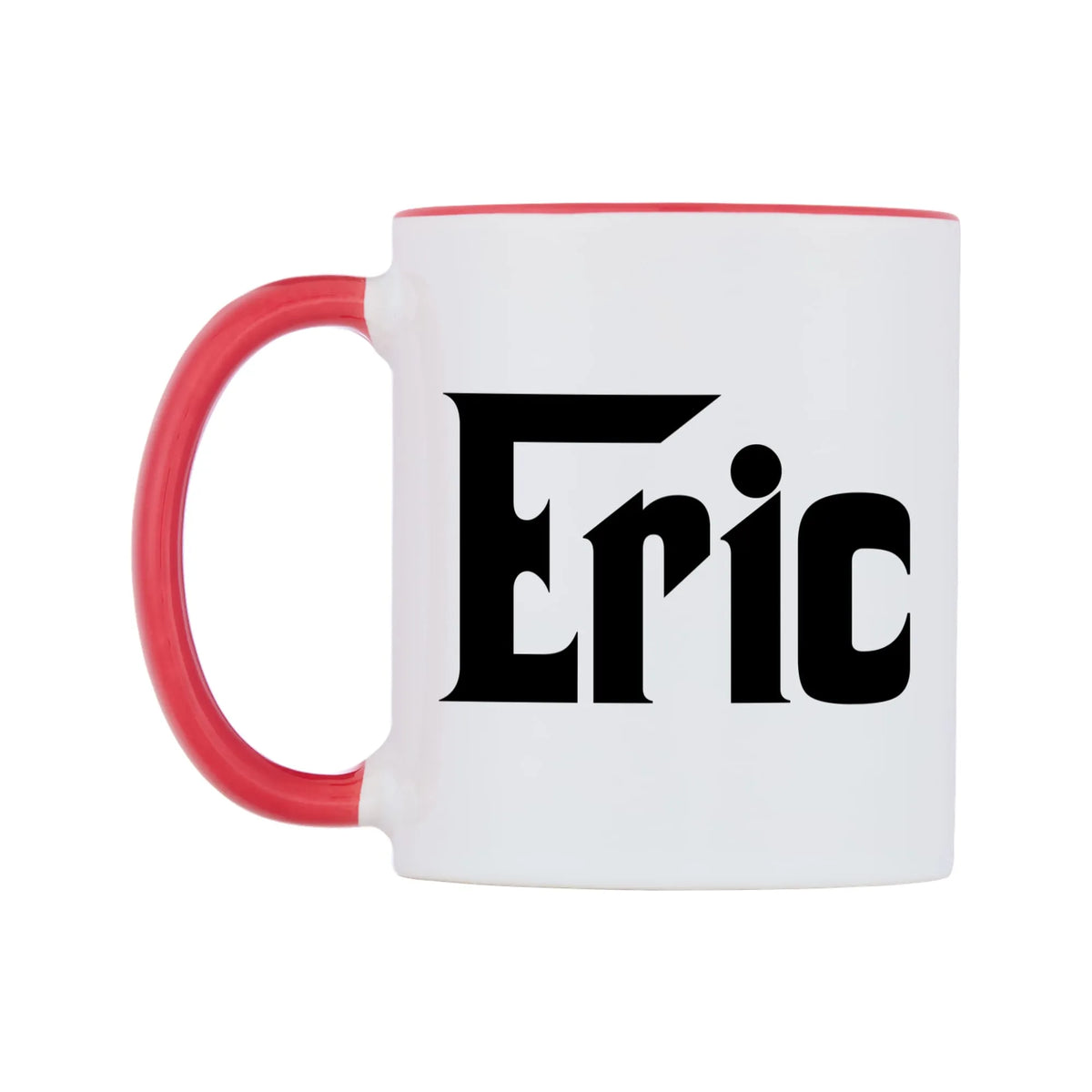 Eric - Godfather Themed Mug — white 11oz gloss mug with a red inside and handle, right side, on a white background