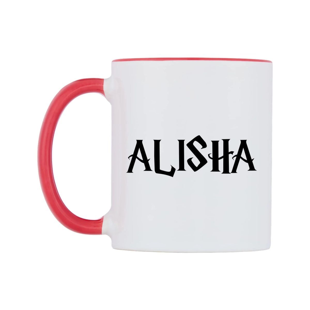 Alisha - Wizard Themed Mug — white 11oz gloss mug with a red inside and handle, right side, on a white background