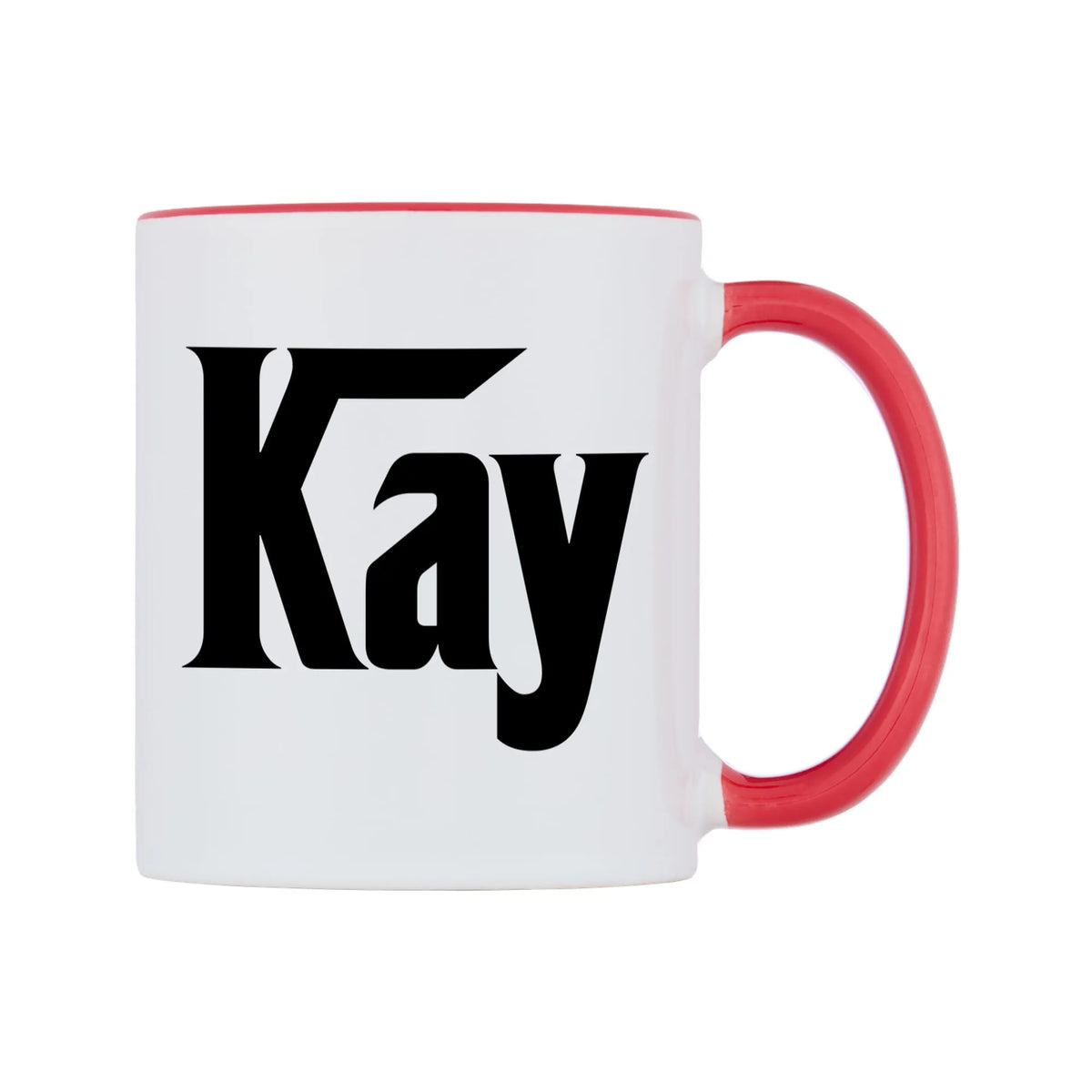 Kay - Godfather Themed Mug — white 11oz gloss mug with a red inside and handle, left side, on a white background