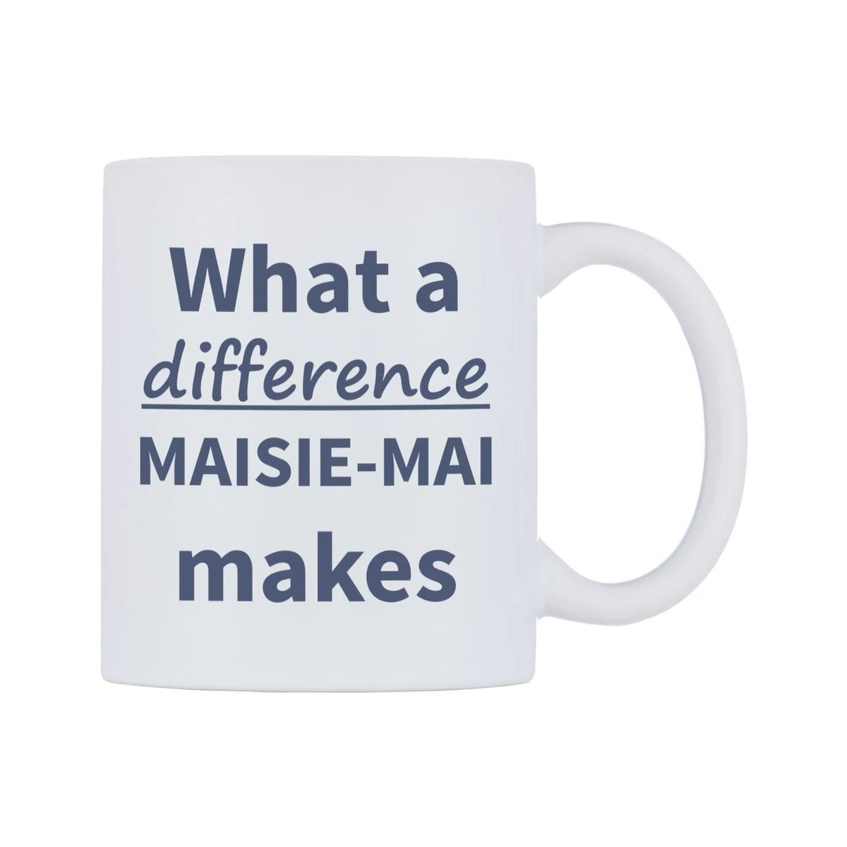 What a difference MAISIE-MAI makes Mug — mug, left side, on a white background