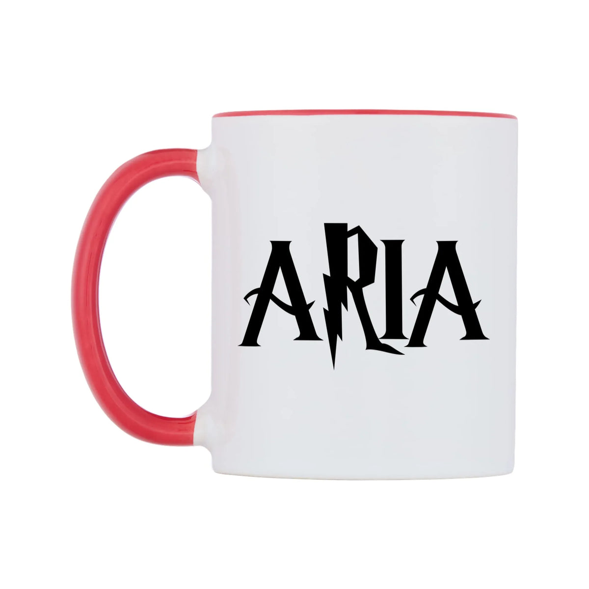 Aria - Wizard Themed Mug — white 11oz gloss mug with a red inside and handle, right side, on a white background