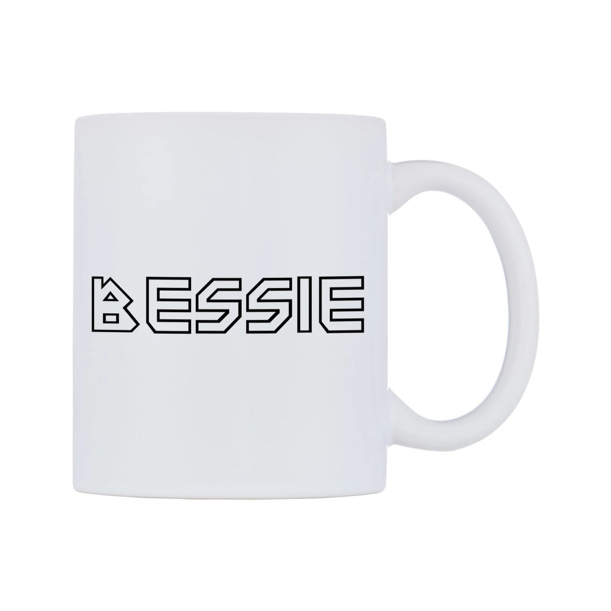 Bessie - Iron Maiden Themed Mug — white 11oz gloss mug, left side, on a white background