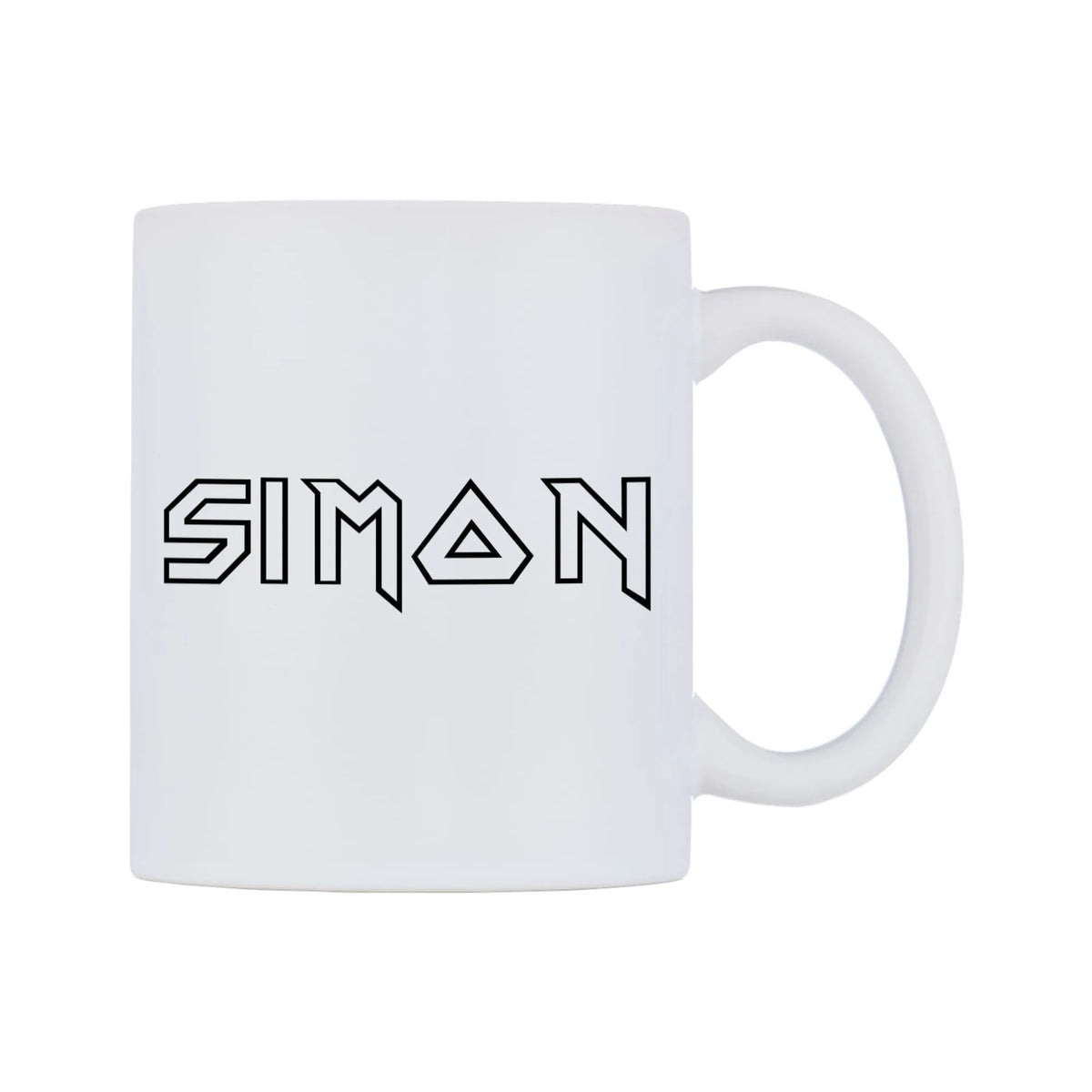 Simon - Iron Maiden Themed Mug — white 11oz gloss mug, left side, on a white background