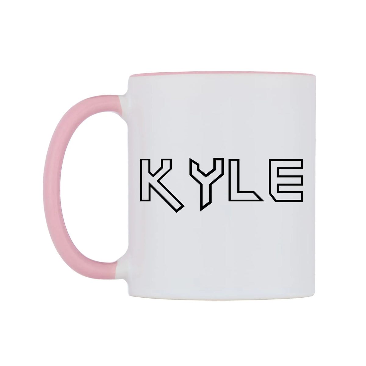 Kyle - Iron Maiden Themed Mug — white 11oz gloss mug with a pink inside and handle, right side, on a white background