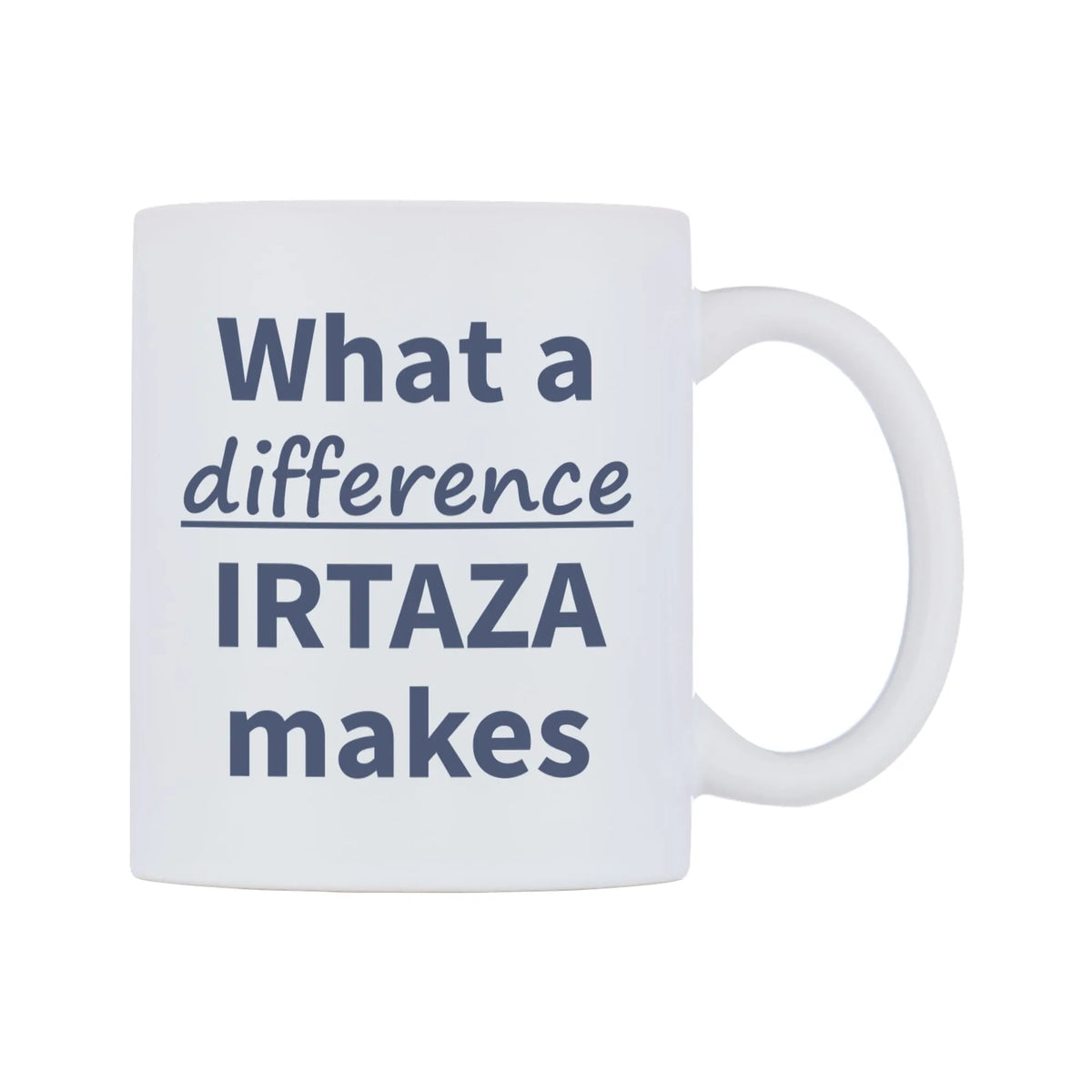What a difference IRTAZA makes Mug — mug, left side, on a white background