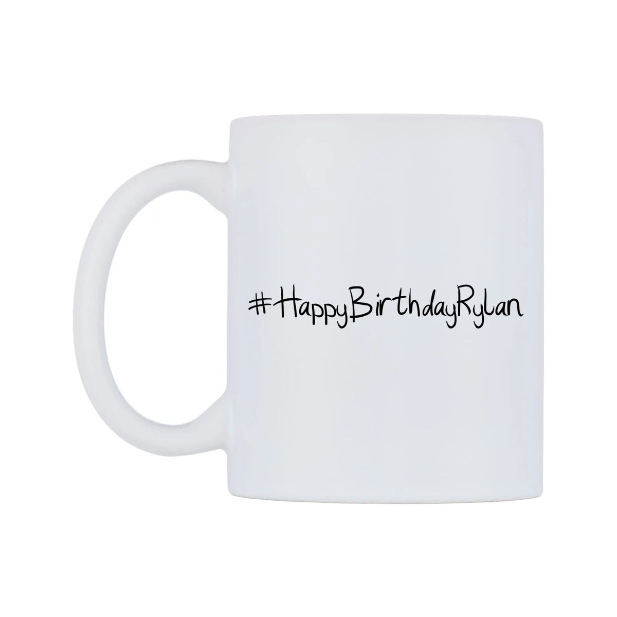 HappyBirthdayRylan Mug — mug, right side, on a white background