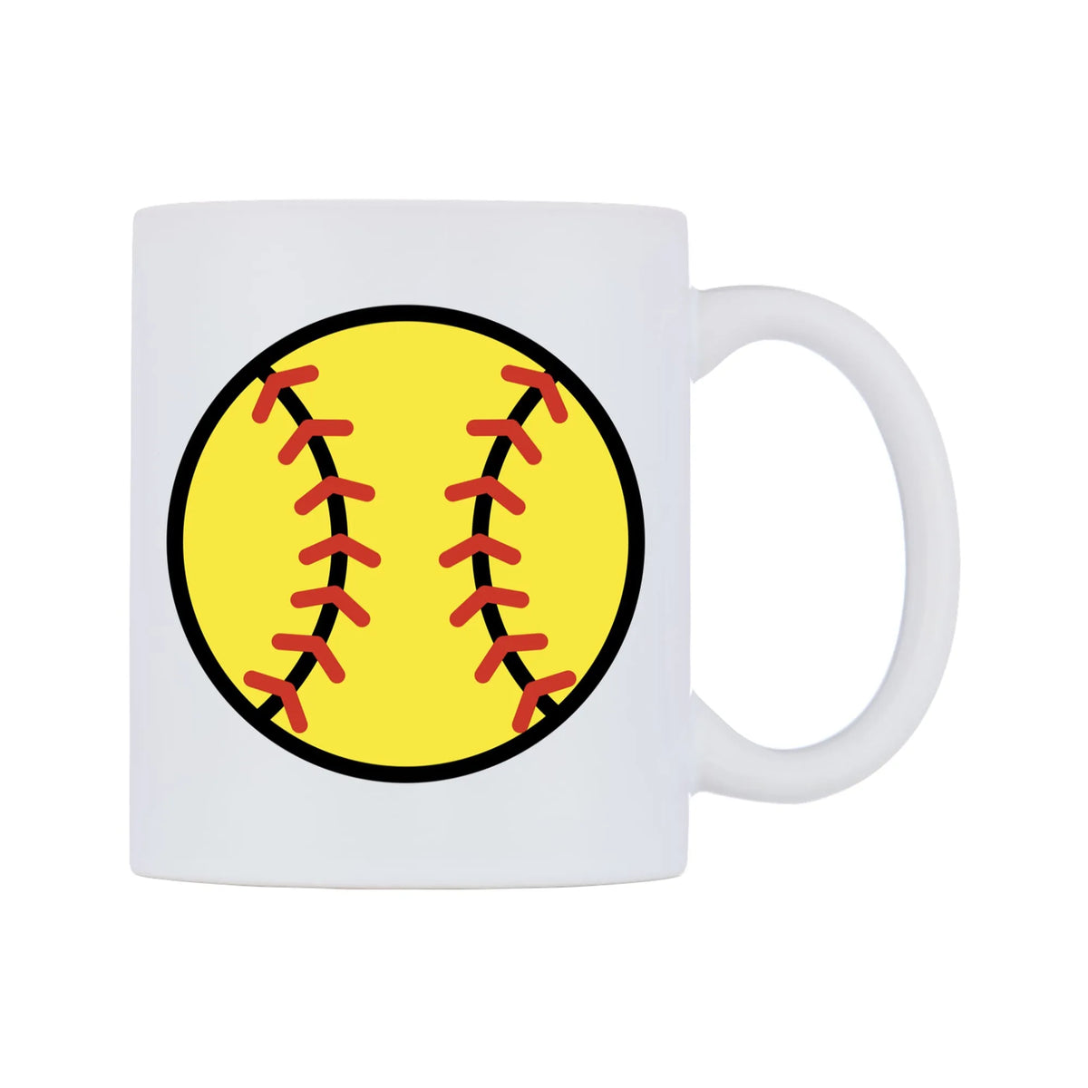 Softball Emoji Mug — mug, left side, on a white background
