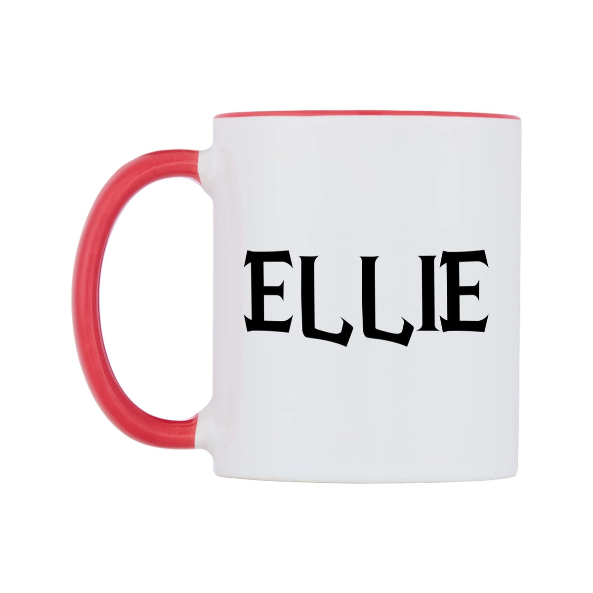 Ellie - Wizard Themed Mug — white 11oz gloss mug with a red inside and handle, right side, on a white background