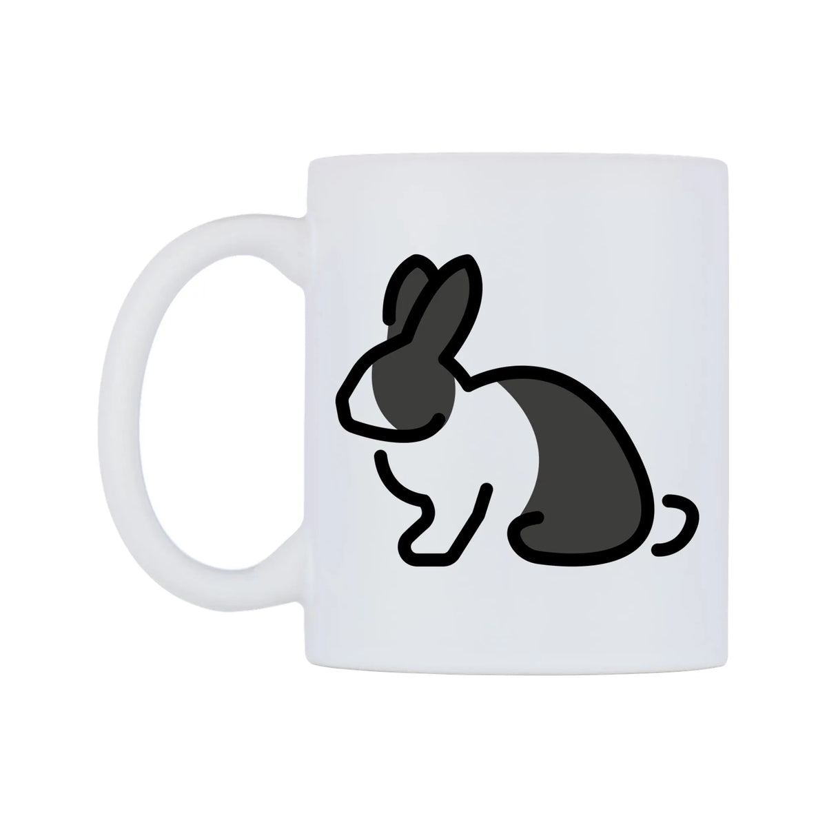 Rabbit Emoji Mug — mug, right side, on a white background