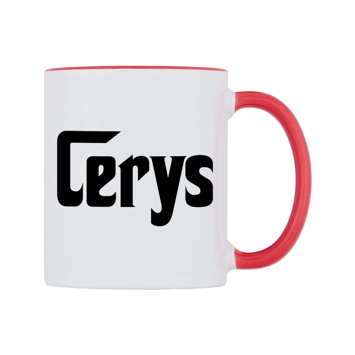 Cerys - Godfather Themed Mug — white 11oz gloss mug with a red inside and handle, left side, on a white background