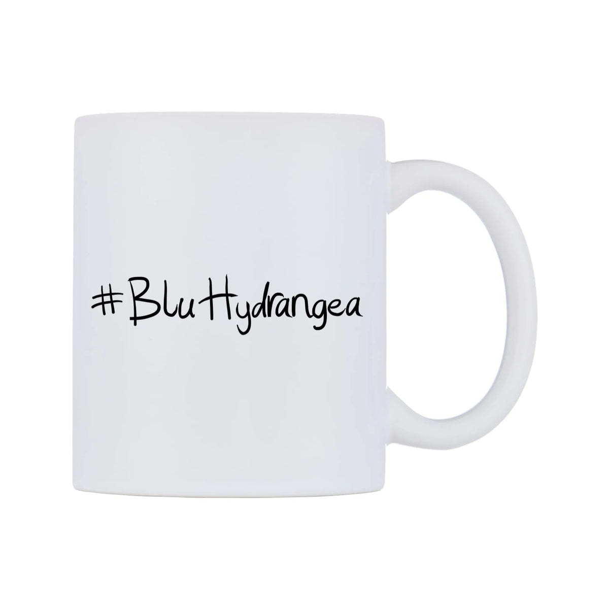 BluHydrangea Mug — mug, left side, on a white background
