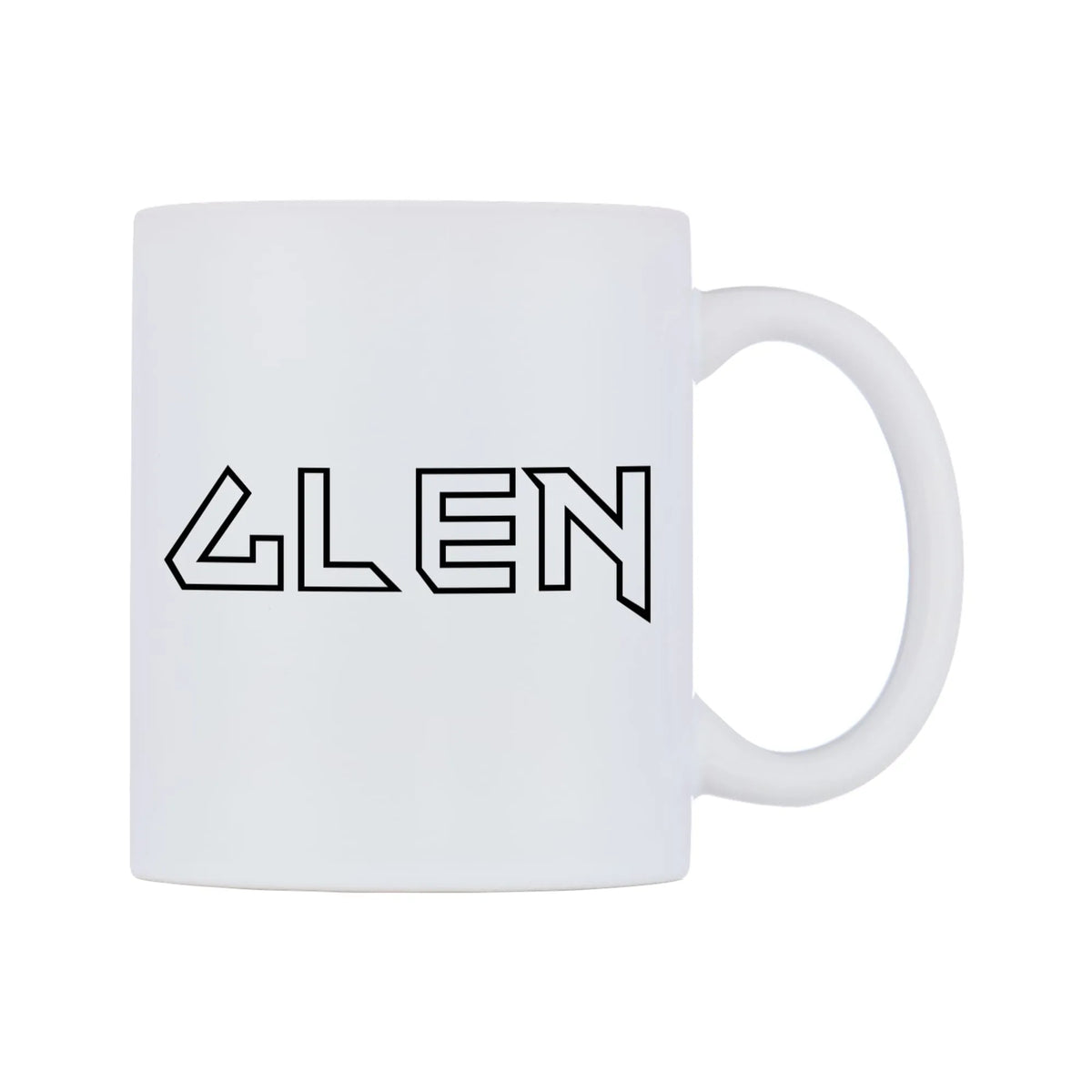 Glen - Iron Maiden Themed Mug — white 11oz gloss mug, left side, on a white background
