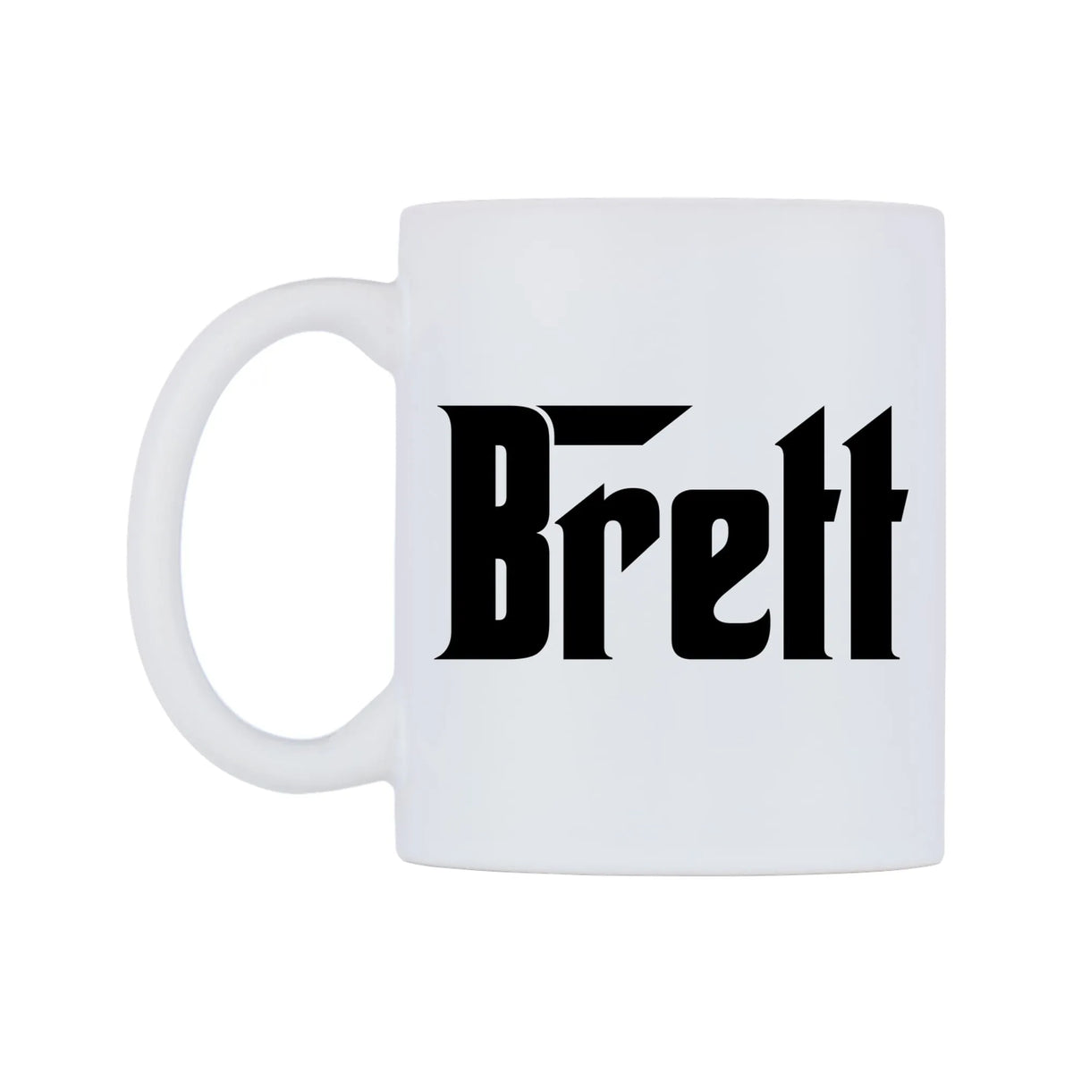 Brett - Godfather Themed Mug — white 11oz gloss mug, right side, on a white background
