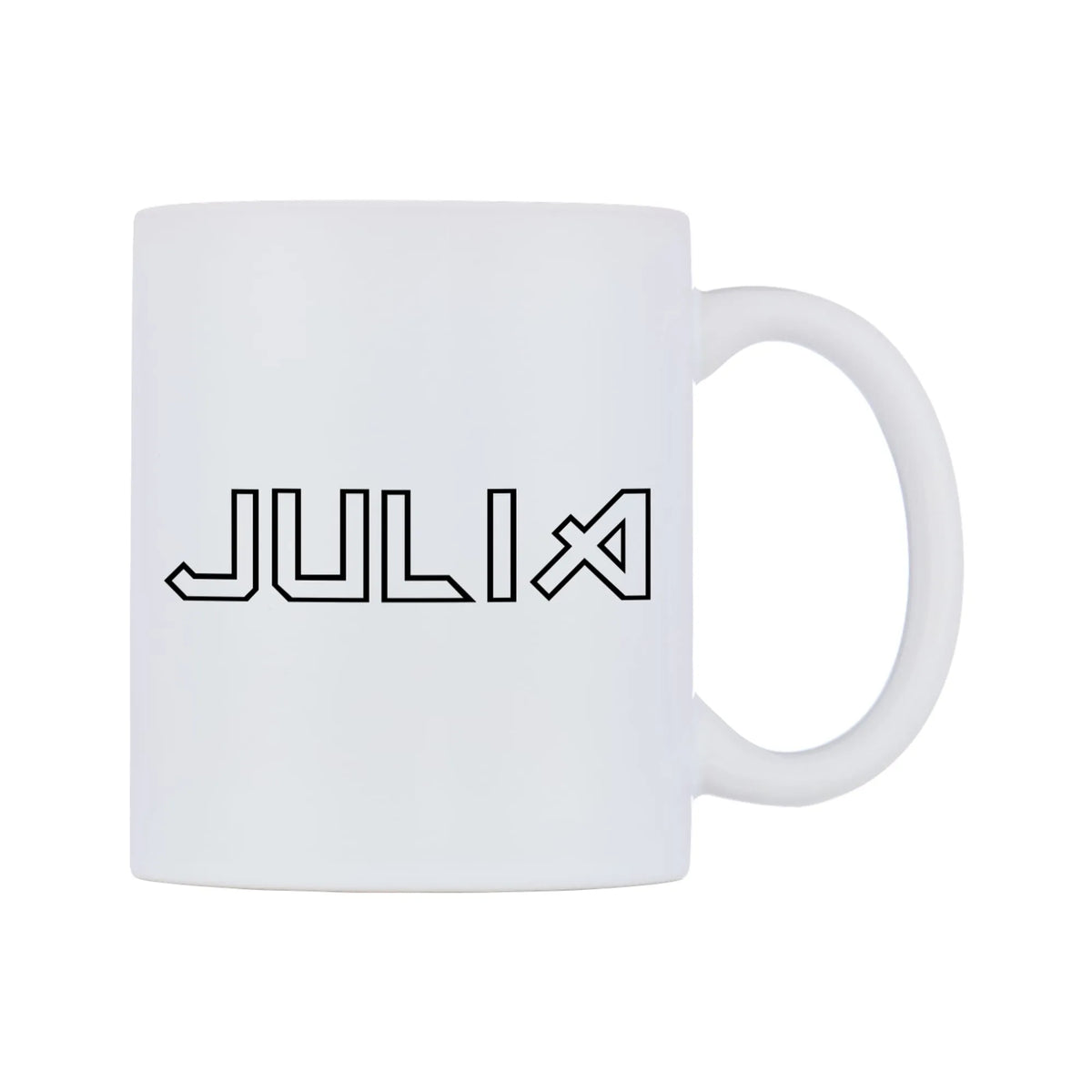 Julia - Iron Maiden Themed Mug — white 11oz gloss mug, left side, on a white background