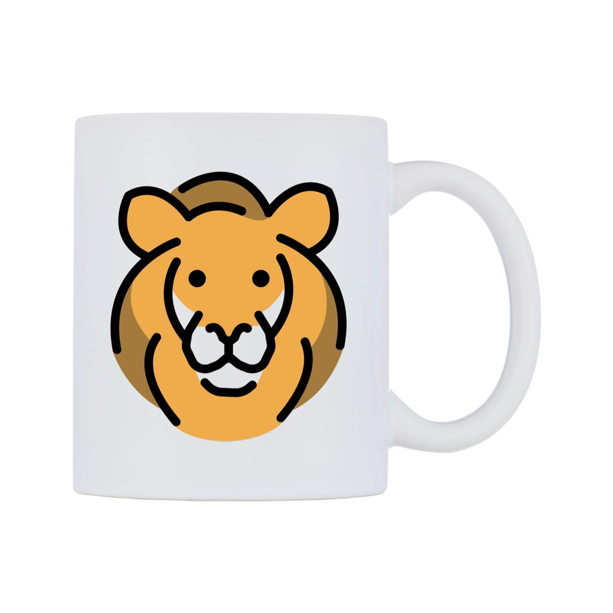 Lion Emoji Mug — mug, left side, on a white background